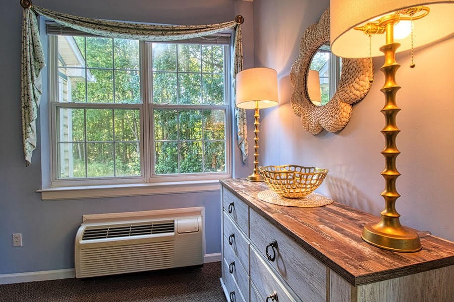 Air-conditioned private suite at Abbey Manor senior living in Elkton, MD, showing proactive assisted living heat safety for seniors' comfort